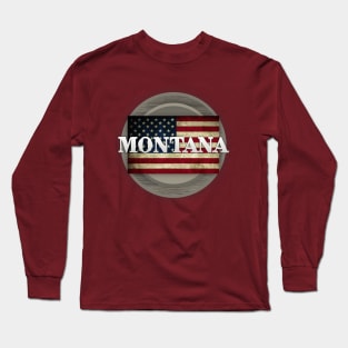 Montana American Flag Long Sleeve T-Shirt